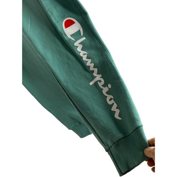 Mens Champion Terry Jogger Sweatpants Green Spelled Out Logo Medium EUC 6246 - Picture 4 of 11